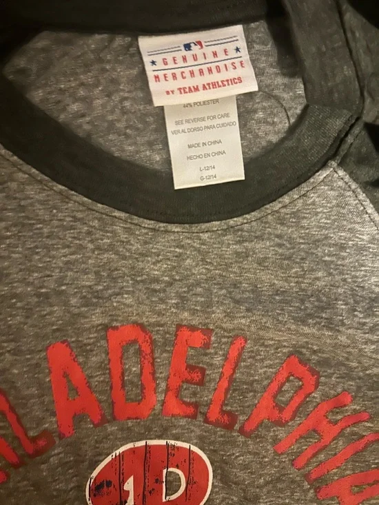Genuine Merchandise Gray Raglan Tee with Red Print - Picture 2 of 3